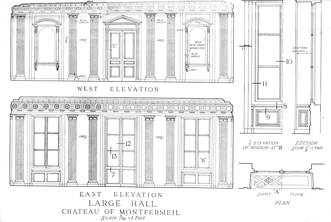 Grote Hal, Kasteel van Montfermeil, Parijs, 1924 door Unbekannt