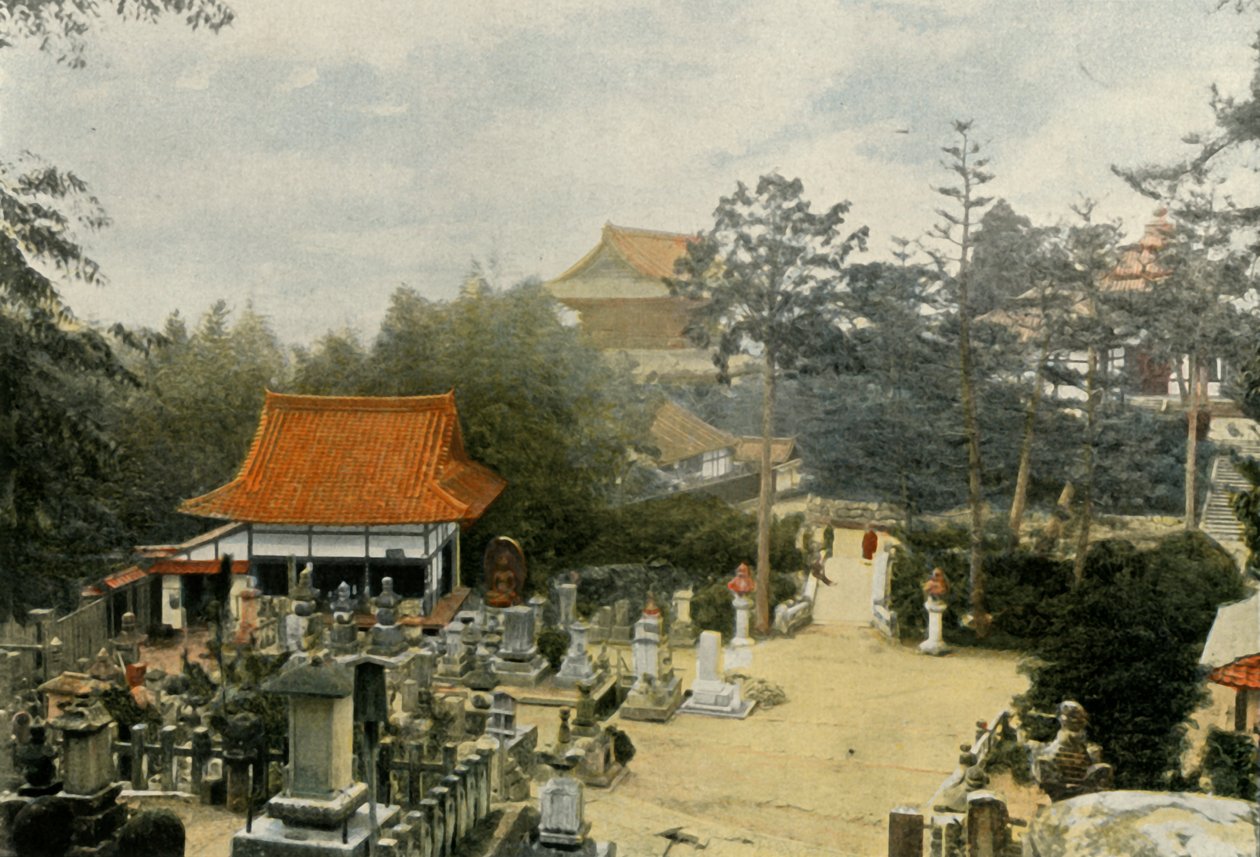 Le Cimetiere Kurodani a Kioto, Tombes Sculptees, Grafstenen in de Kurodani-begraafplaats, Kyoto, 1900 door Unbekannt