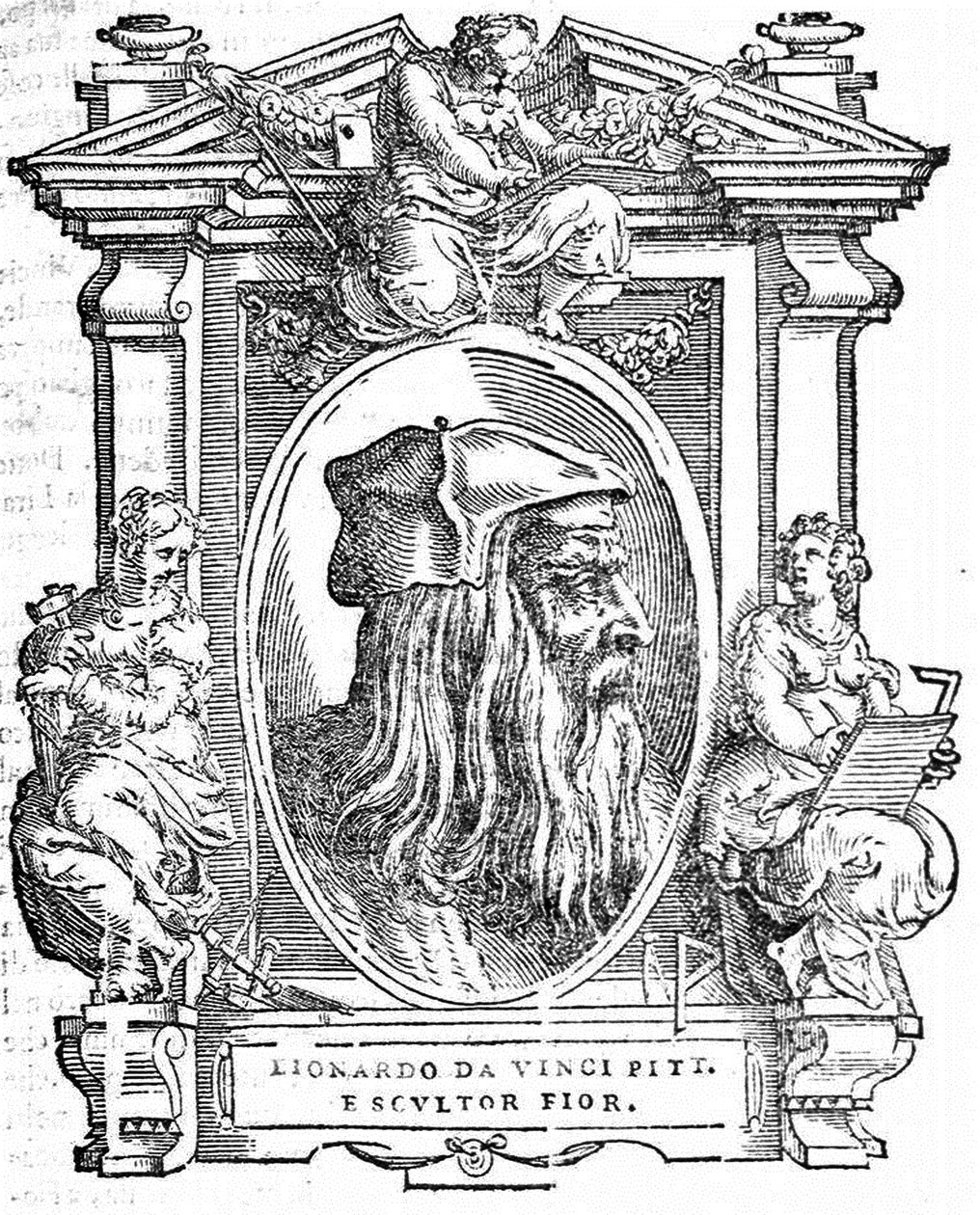 Leonardo da Vinci. Uit: Giorgio Vasari, Levens van de Meest Uitstekende Italiaanse Schilders, Beeldhouwers en Architecten, 1568 door Unbekannt