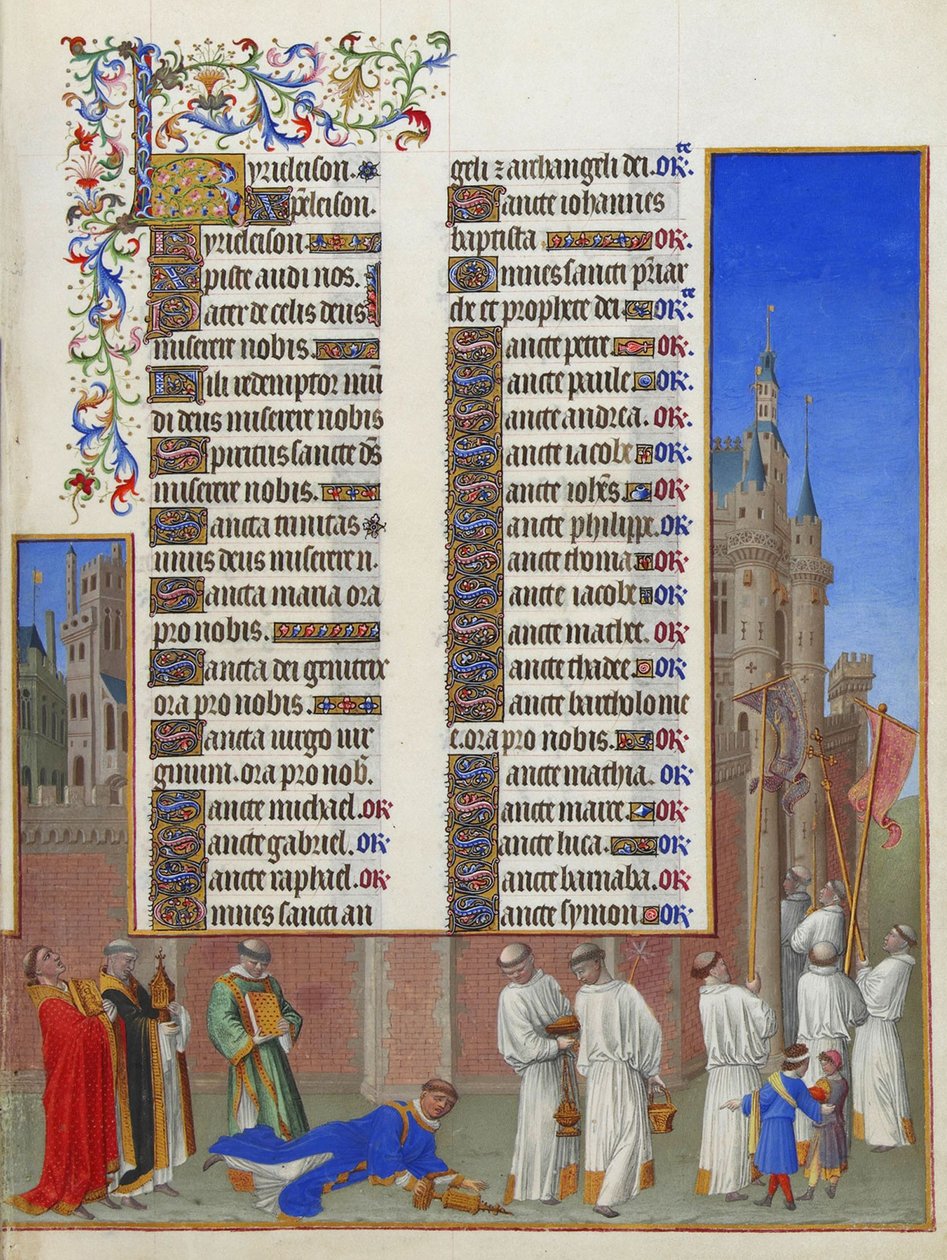 Les Très Riches Heures du duc de Berry, Folio 72r - De Processie van Sint Gregorius door Unbekannt