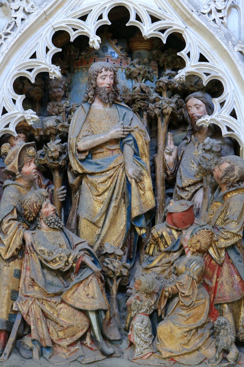 Leven van Sint-Jan de Doper: "Sint-Jan de Doper toont de ring van God." Hoog reliëf van het noordelijke uiteinde van het noordkoor (1531). Kathedraal van Amiens, Amiens, Frankrijk door Unbekannt