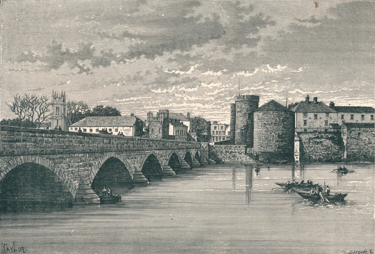 Limerick - Thomond Bridge en King Johns Castle, 1896 door Unbekannt