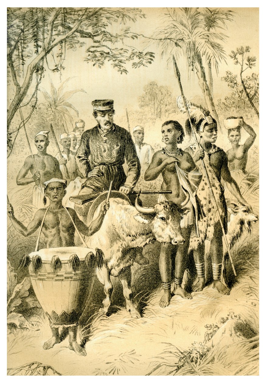 Livingstone Zwak van Koorts Begeleid naar Shintes Stad, ca. 1854, 1883 door Unbekannt