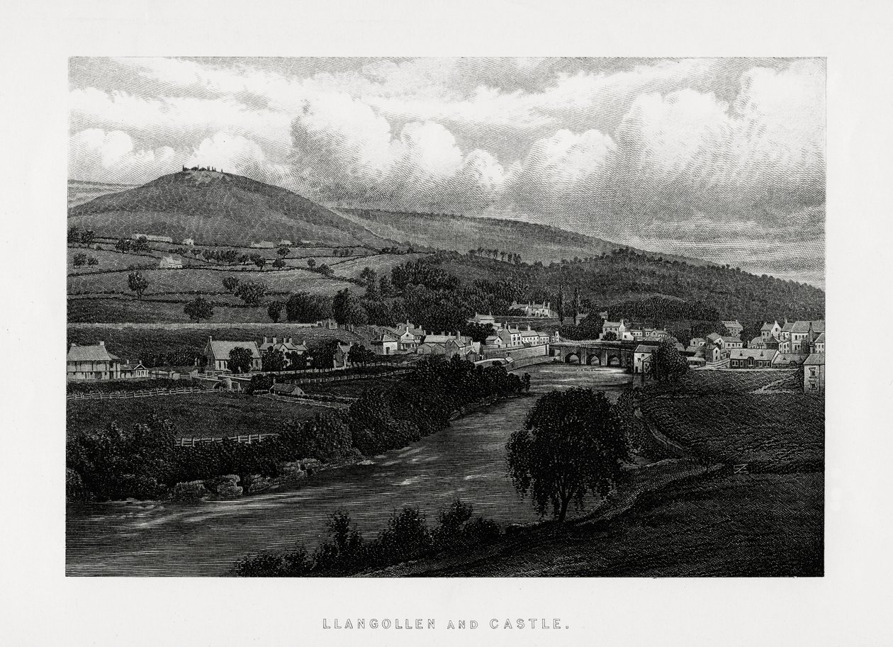 Llangollen en kasteel, Denbighshire, Noord-Wales, 1896 door Unbekannt