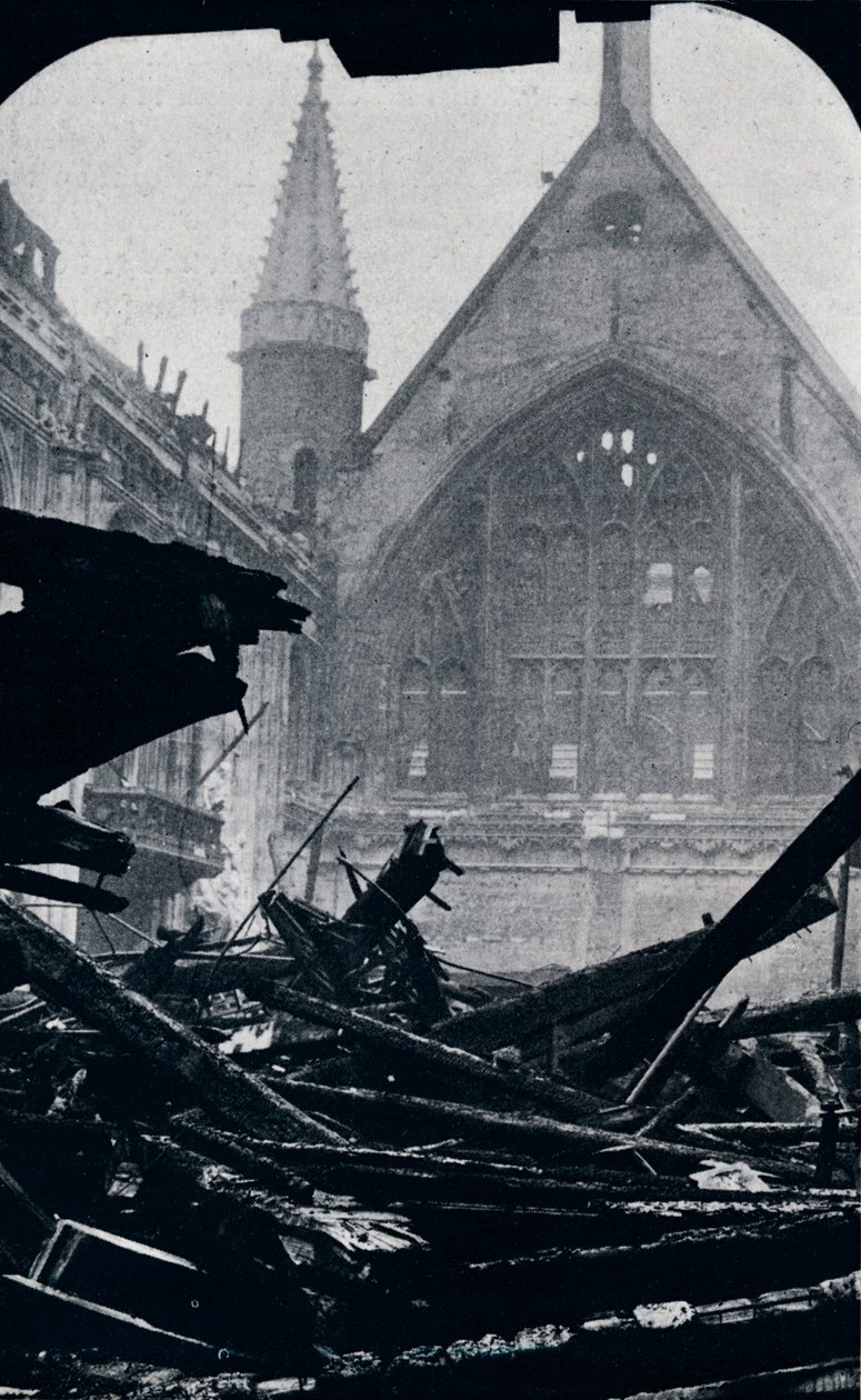 Londens Guildhall na de brand van 29 december 1940 door Unbekannt