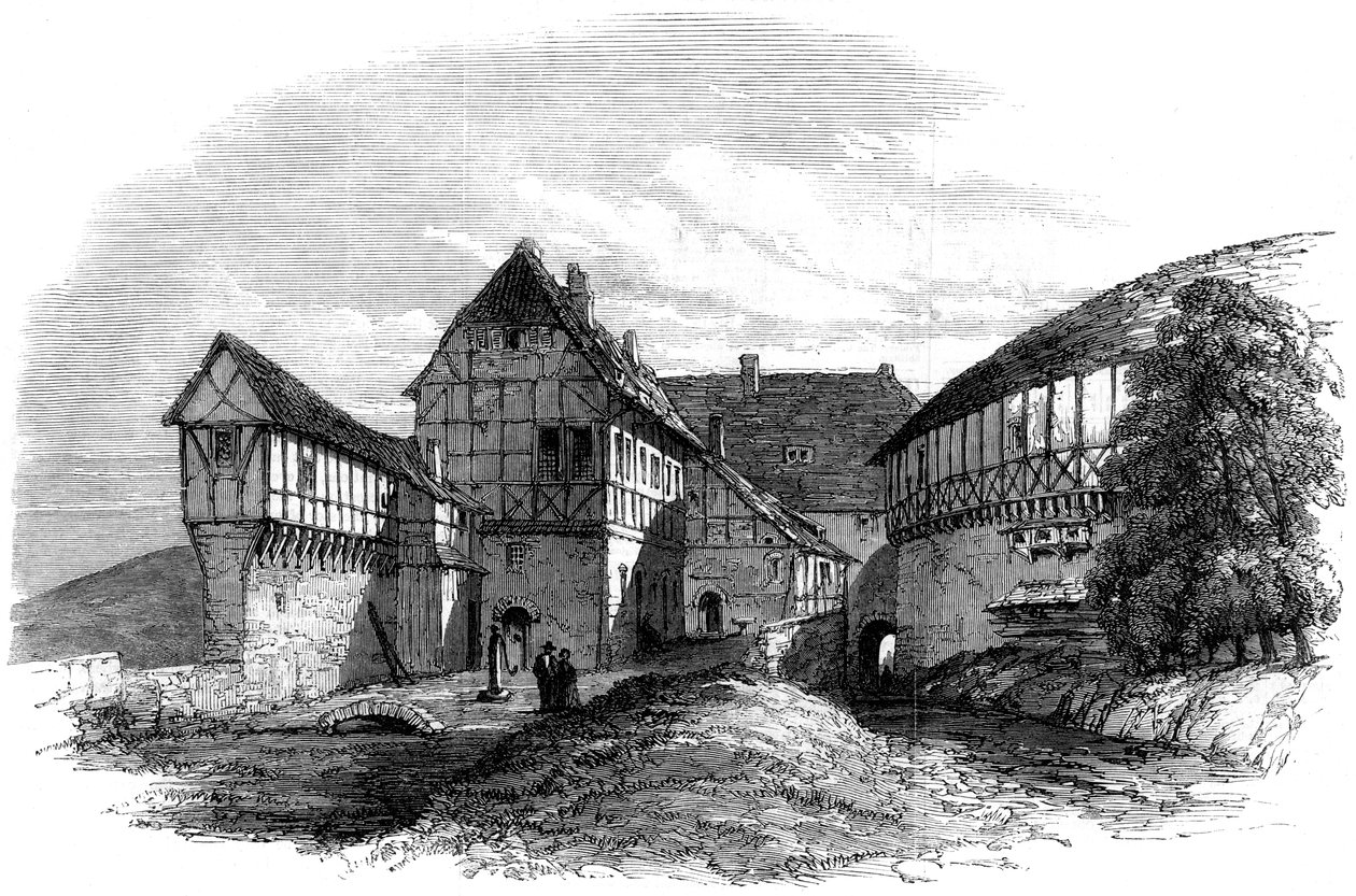 Luthers huis bij Wartburg Kasteel, Eisenach, Duitsland, 1862 door Unbekannt