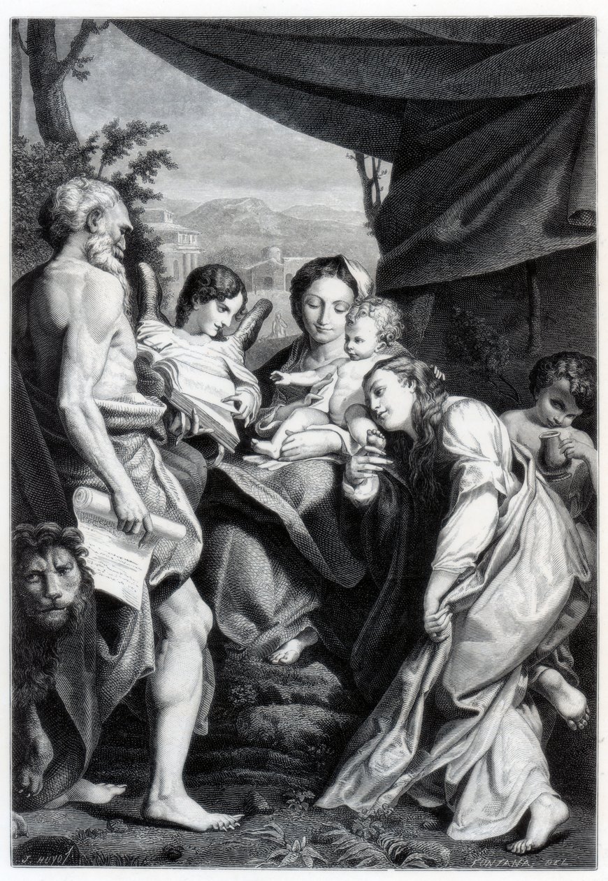 Madonna en Kind met St. Jerome en Maria Magdalena, 1525-1528 door Unbekannt
