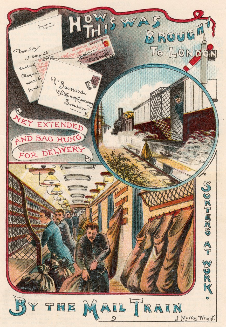 Posttrein die brieven naar Londen vervoert vanuit steden en dorpen in Groot-Brittannië, c1900 door Unbekannt