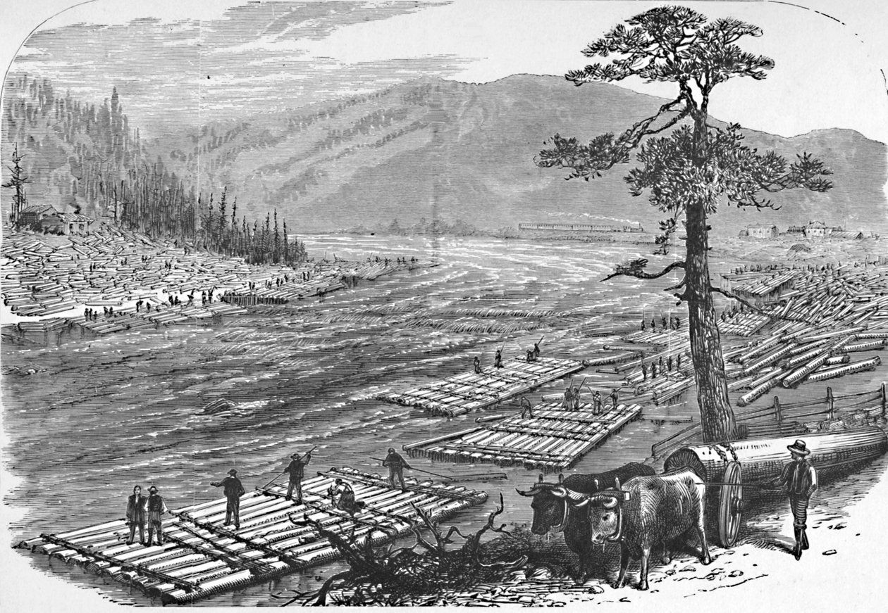 Vlotten maken op de Susquehanna-rivier. Een scène op de lijn van de Erie Railroad, 1883 door Unbekannt