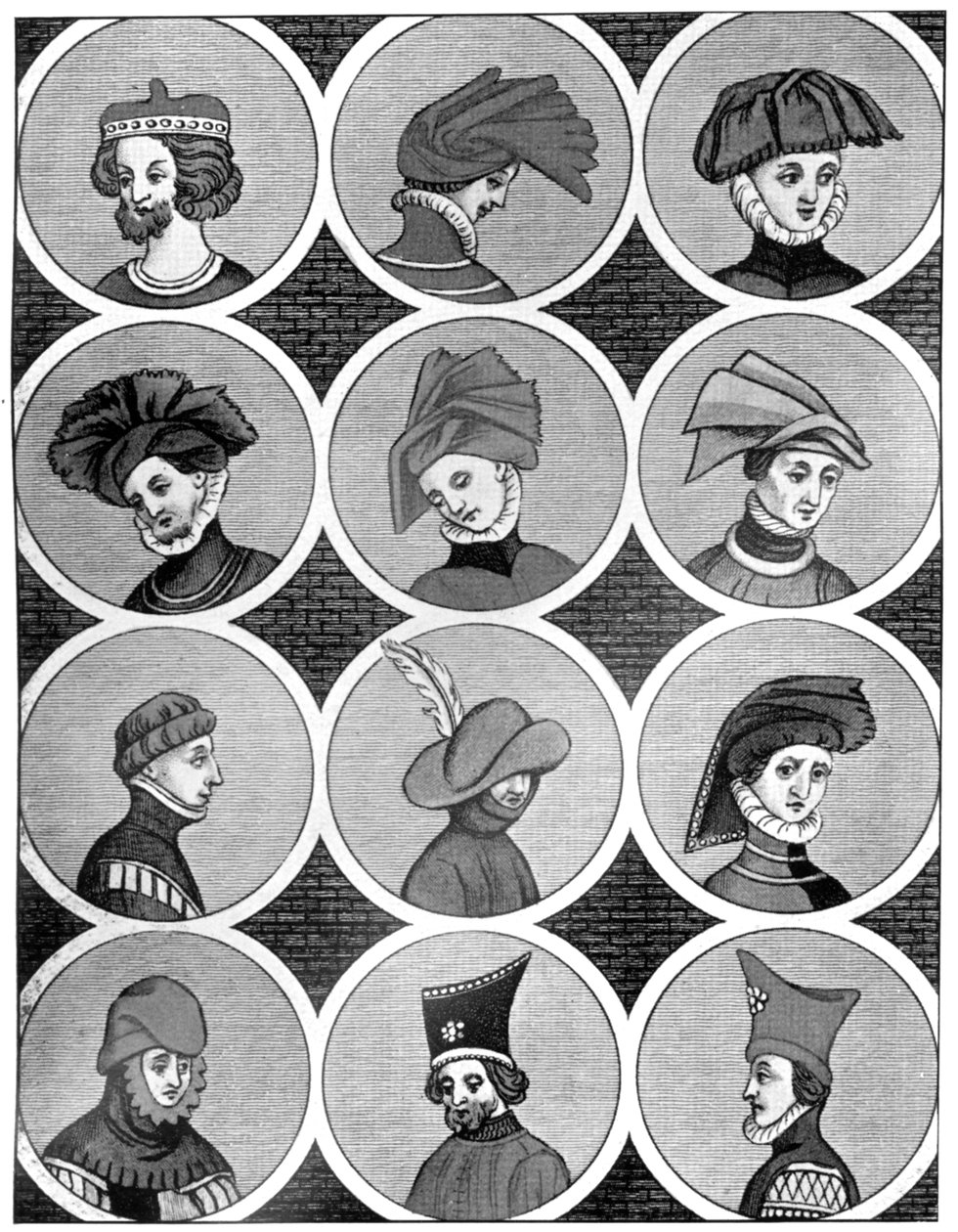 Mannelijke hoofdtooien, 14e eeuw, 1910 door Unbekannt
