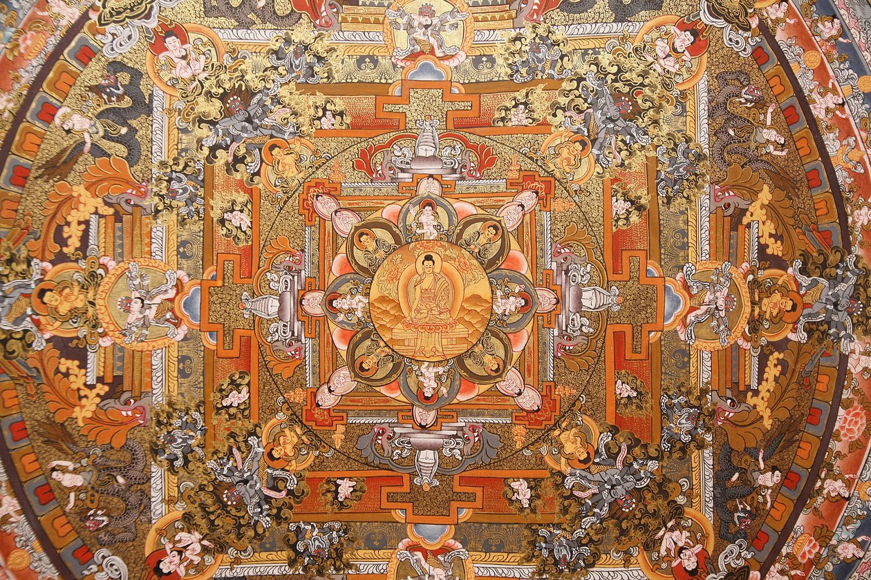Mandala op een thangka, Bhaktapur, Nepal door Unbekannt