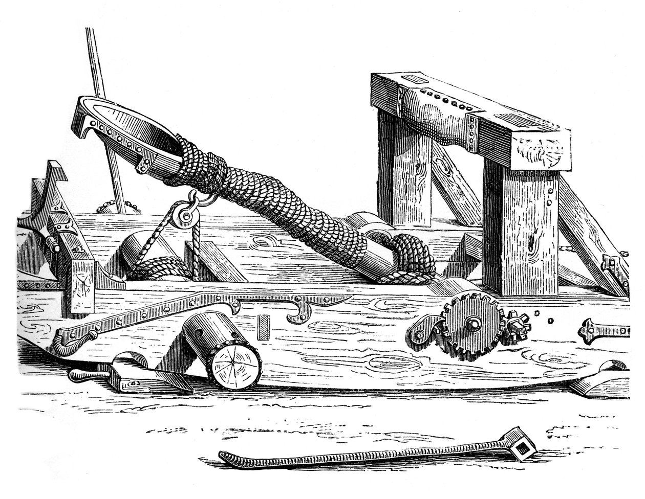Mangonel, een oorlogsmachine in de 15e eeuw, 1870 door Unbekannt