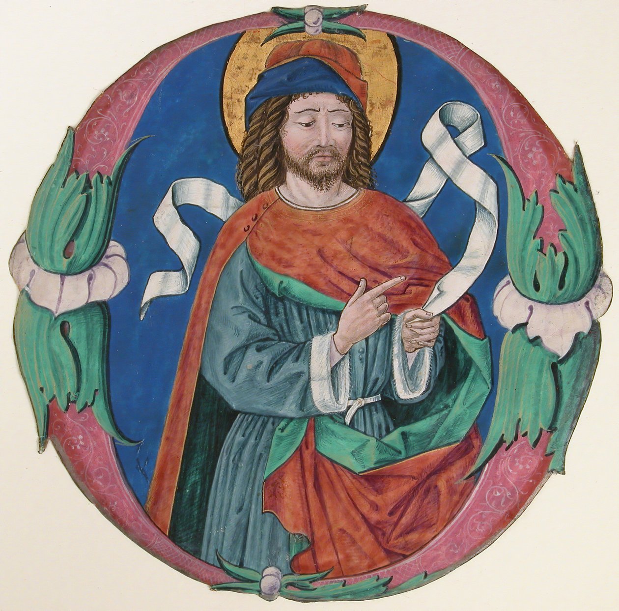 Manuscriptverlichting met de figuur van een heilige in een initiaal O, ca. 1480 door Unbekannt