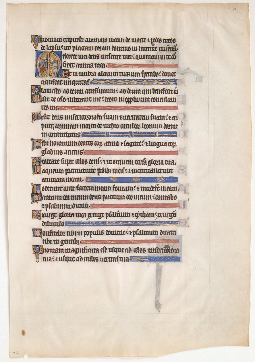 Manuscriptblad uit een Koninklijk Psalter, Brits, 13e eeuw door Unbekannt