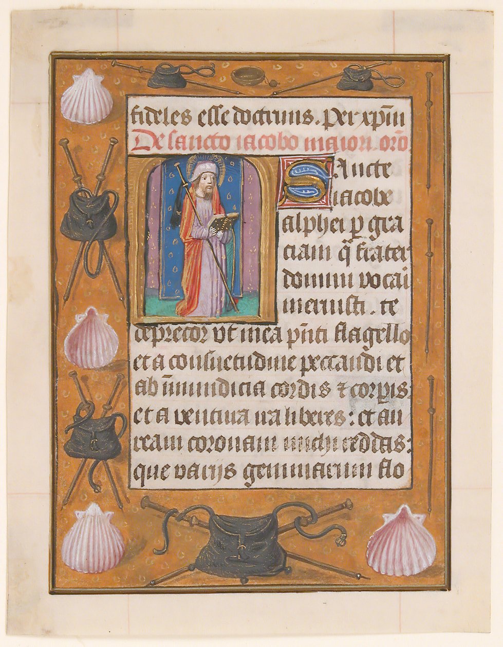 Manuscriptblad met Sint Jacobus de Meerdere, uit een Getijdenboek, ca. 1500 door Unbekannt