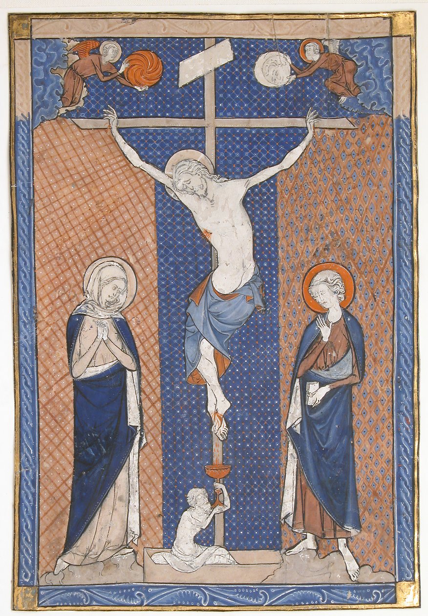 Manuscriptblad met de kruisiging, uit een missaal, Frans, ca. 1270-80 door Unbekannt