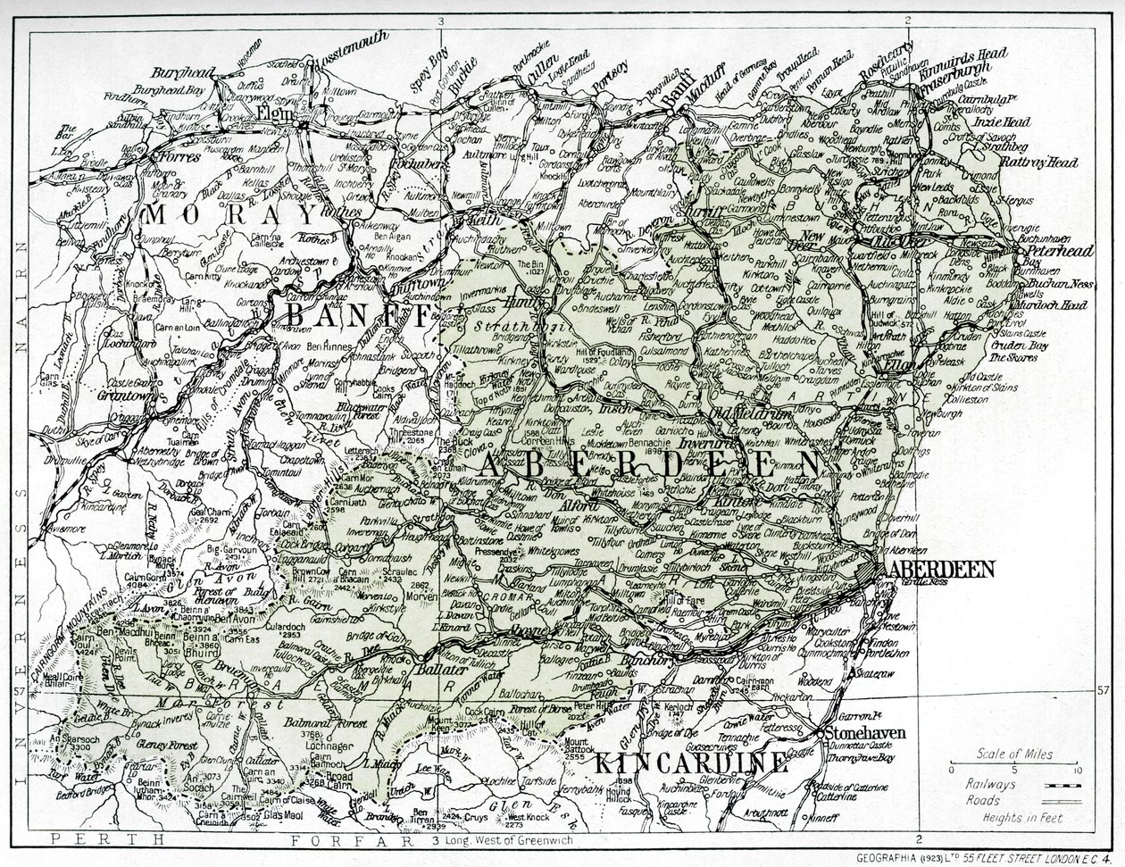 Kaart van Aberdeenshire, 1924-1926 door Unbekannt