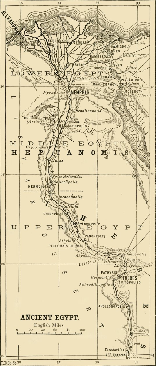 Kaart van het oude Egypte, 1890 door Unbekannt