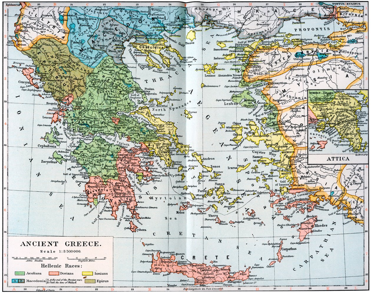 Kaart van het Oude Griekenland, 1902 door Unbekannt