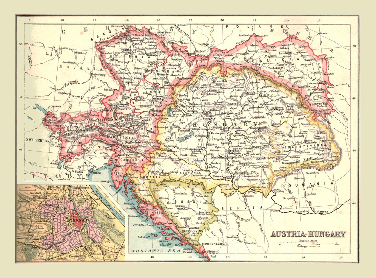 Kaart van Oostenrijk-Hongarije, 1902 door Unbekannt