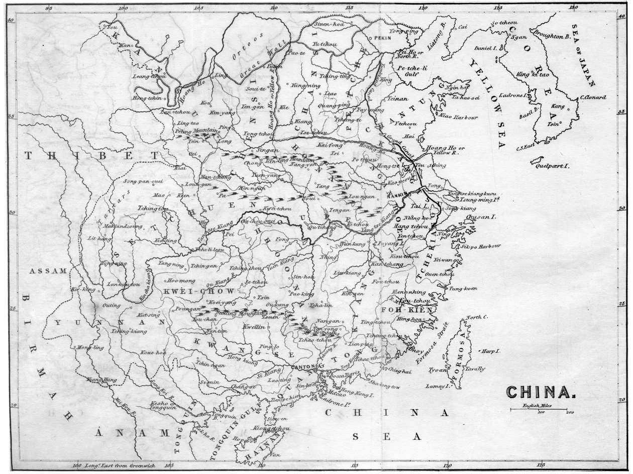 Kaart van China, 1847 door Unbekannt
