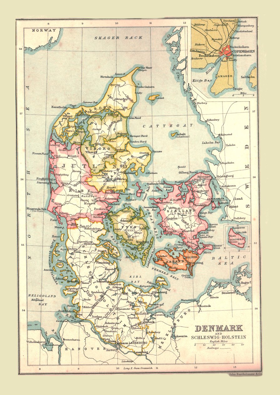 Kaart van Denemarken, 1902 door Unbekannt