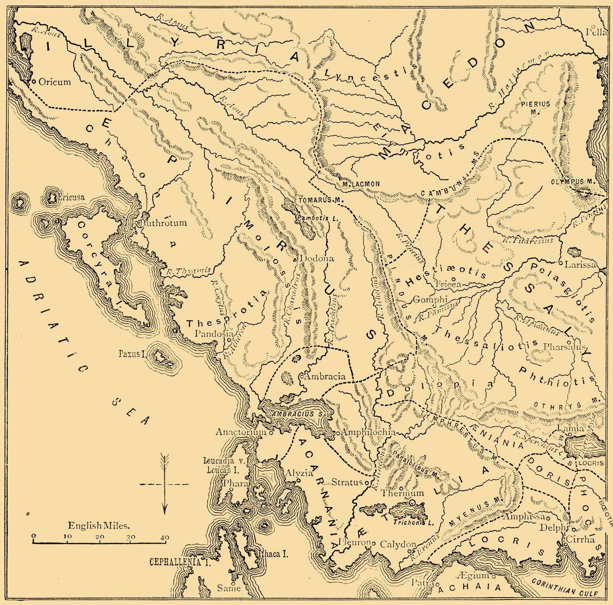 Kaart van Epirus en West-Griekenland, 1890 door Unbekannt