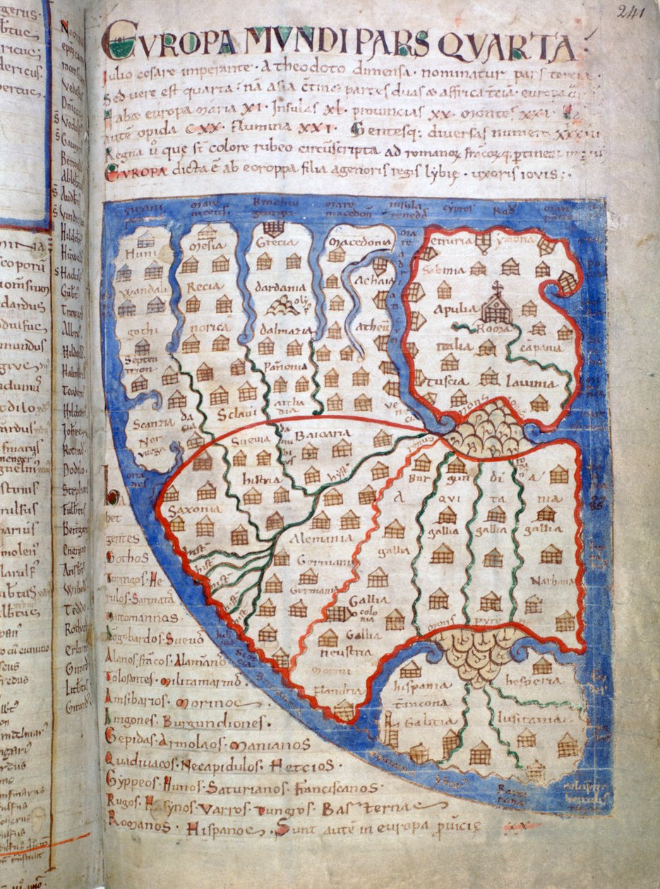 Kaart van Europa, een pagina uit Liber Floridus door Unbekannt