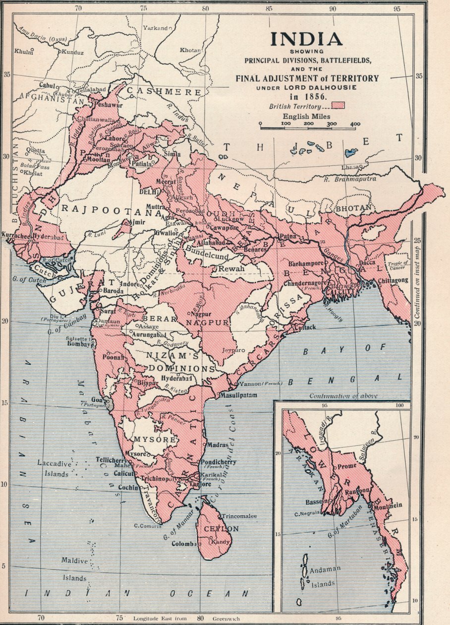 Kaart van India in 1856 door Unbekannt