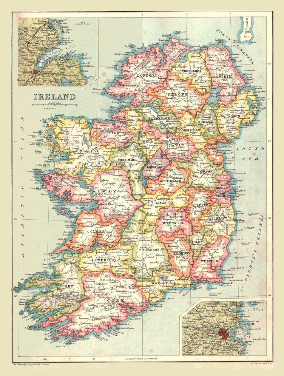 Kaart van Ierland, 1902 door Unbekannt
