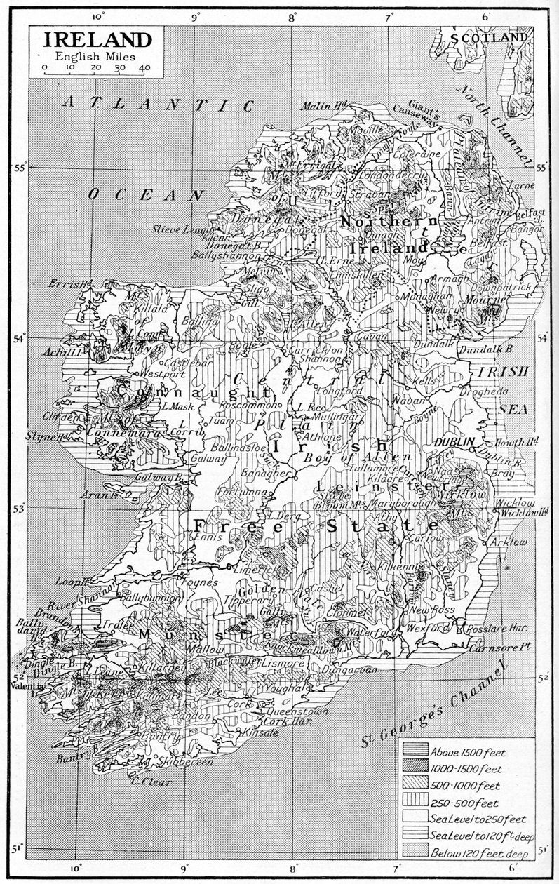 Kaart van Ierland, ca. 1930s door Unbekannt