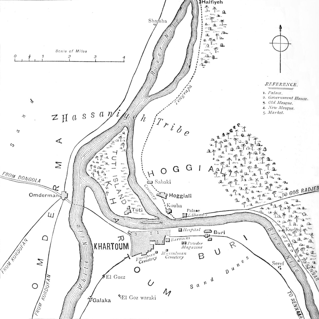Kaart van Khartoum en Omgeving, ca. 1885 door Unbekannt