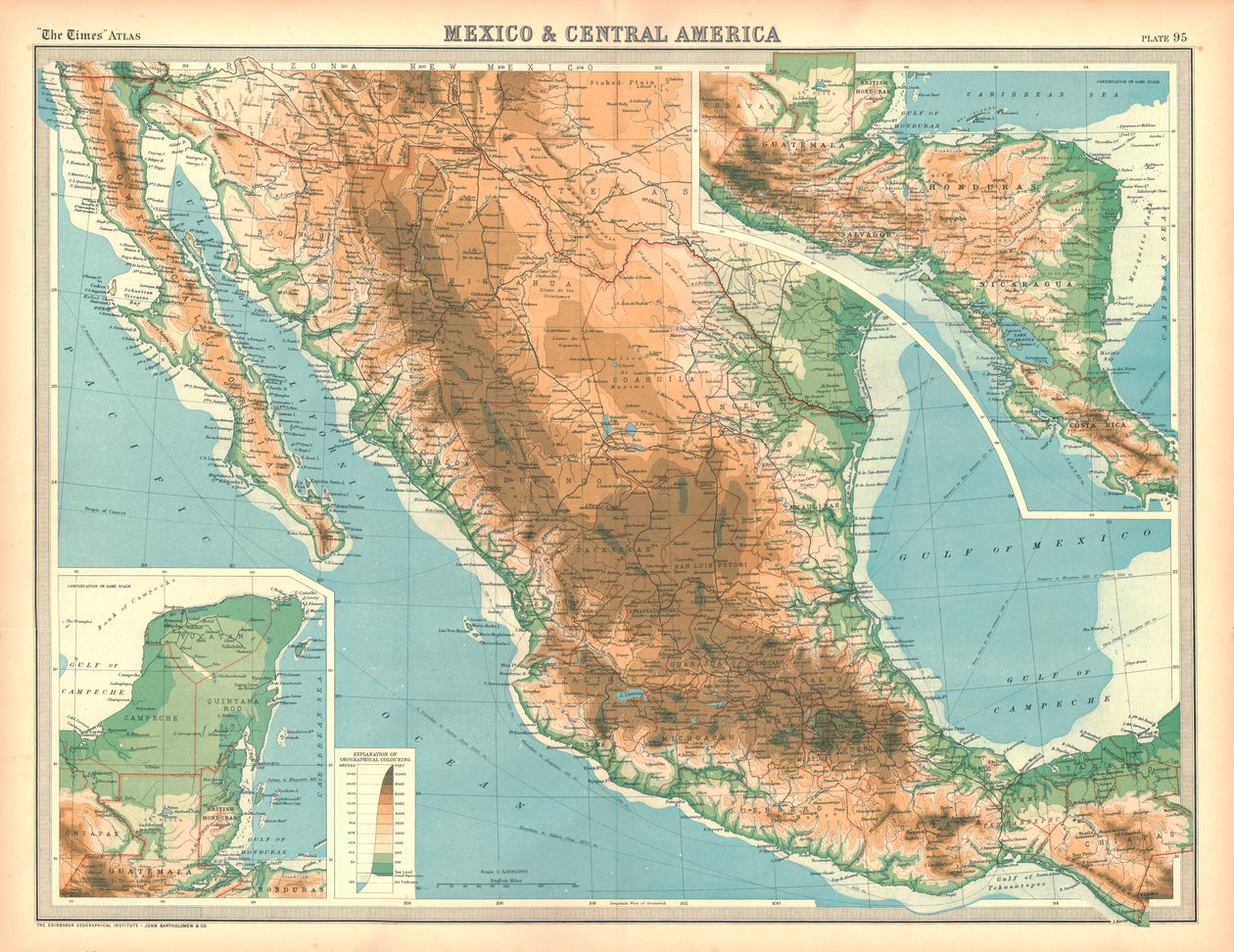 Kaart van Mexico en Midden-Amerika door Unbekannt