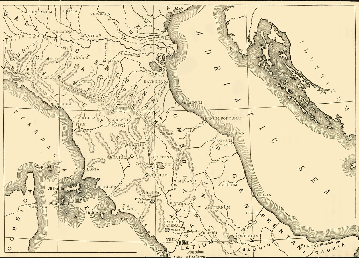 Kaart van Noord- en Midden-Italië door Unbekannt