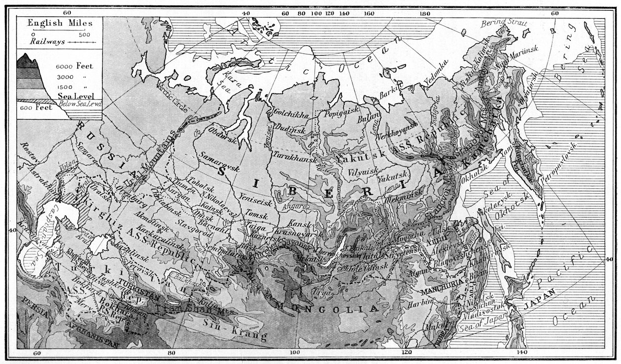 Kaart van Siberië, ca. 1923 door Unbekannt