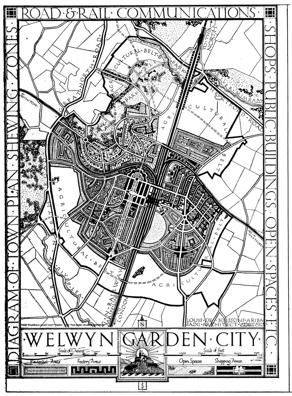Kaart van Welwyn Garden City, Hertfordshire, Engeland door Unbekannt