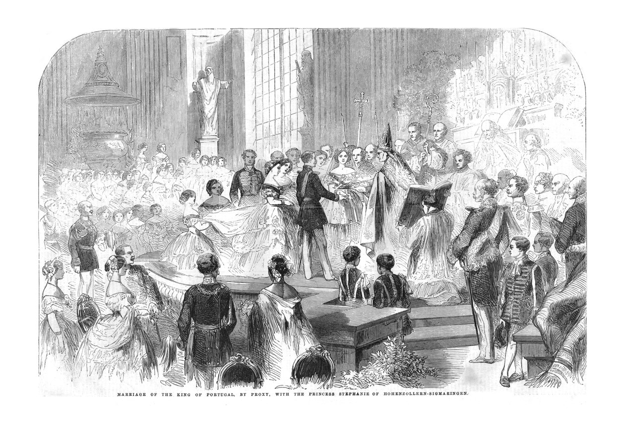 Huwelijk van de koning van Portugal, bij volmacht, met prinses Stephanie, 1858 door Unbekannt