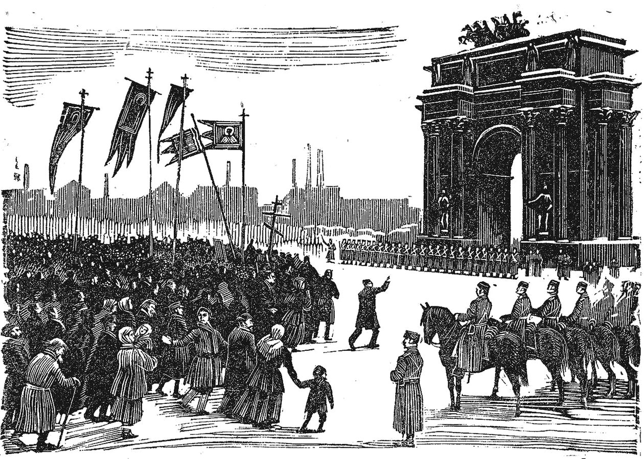 Bloedbad bij de Narva-poort in Sint-Petersburg, voor 1925 door Unbekannt
