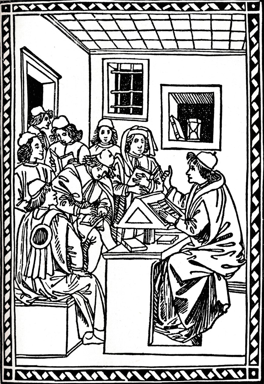Meester met zijn Studenten. Christoforo Landino, 1492 door Unbekannt