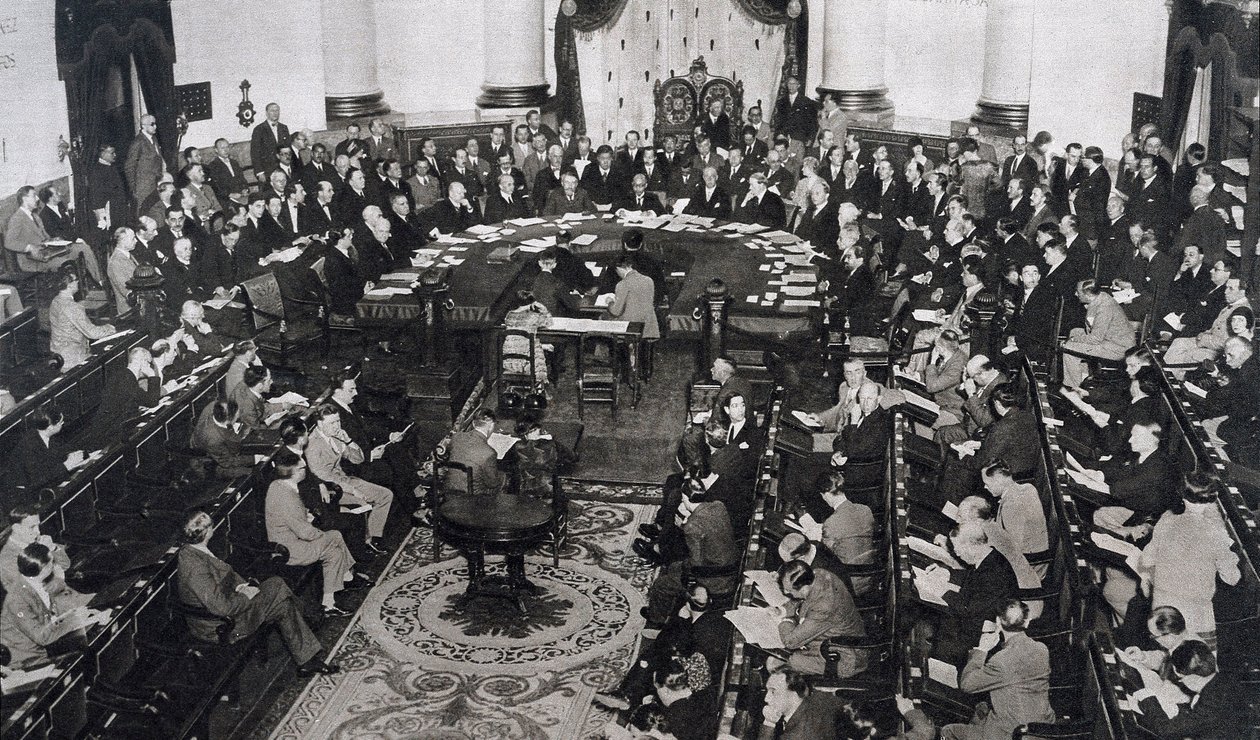 Vergadering van de Volkenbond op 10/06/1929 in het Senaatspaleis in Madrid, Spanje door Unbekannt