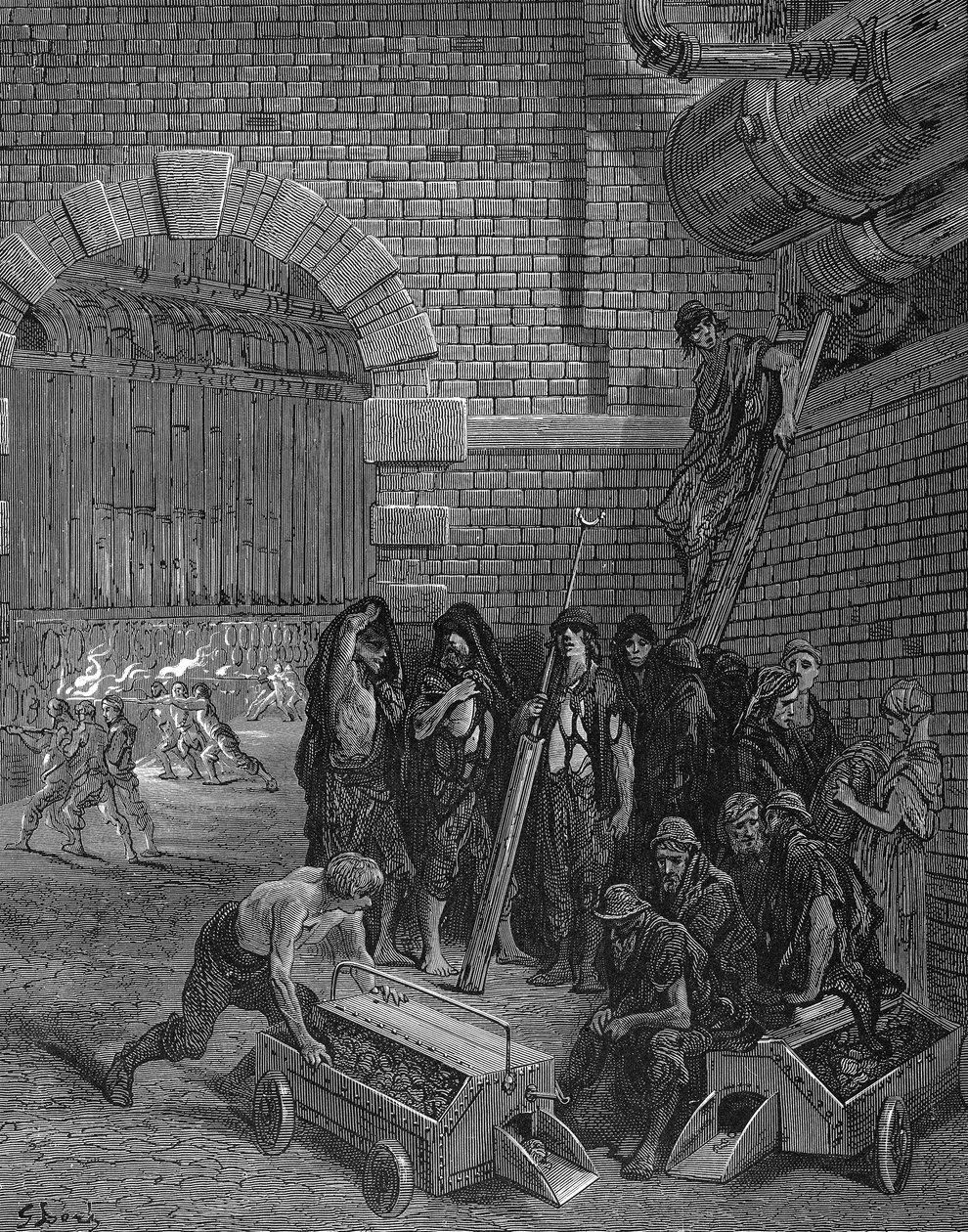 Mannen nemen een pauze van het laden van de retorten, Lambeth Gasworks, 1872 door Unbekannt