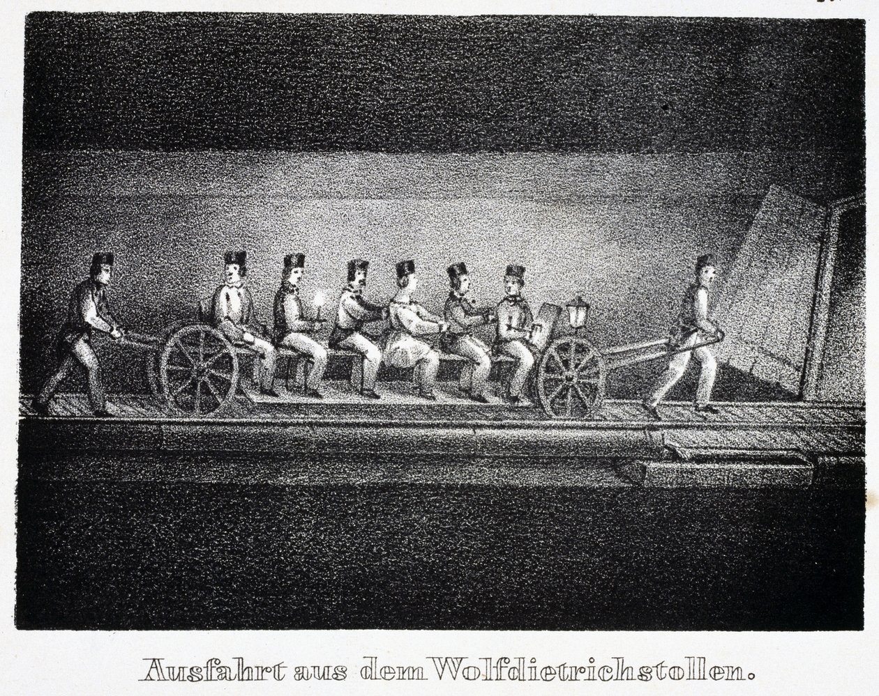 Zoutmijn: transport in de Wolfdietrich-tunnel, Durrnberg, Oostenrijk door Unbekannt