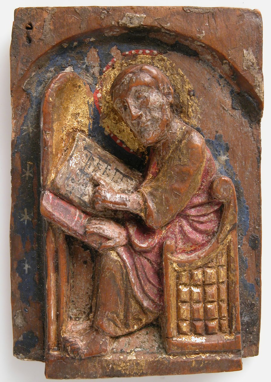 Miniatuur reliëf van een Sint Lucas aan zijn schrijftafel door Unbekannt