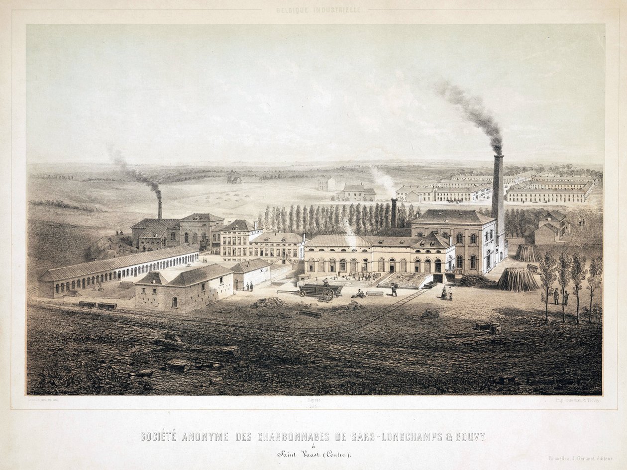 Mijnbouw, steenkool Sars Longchamps & Bouvy Coalmining Co Ltd, België door Unbekannt