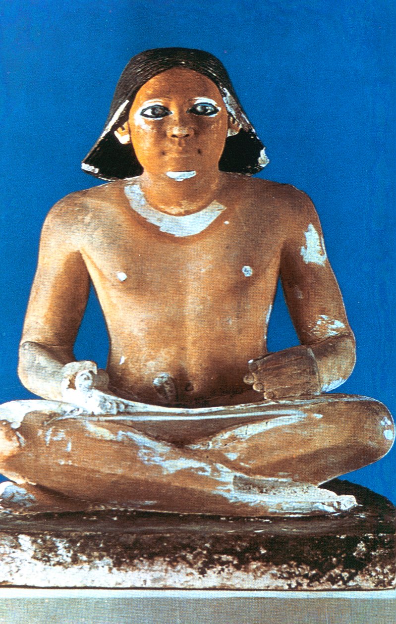Model van een zittende schrijver, Oud-Egyptisch, 5e dynastie, 2498-2345 v.Chr. door Unbekannt