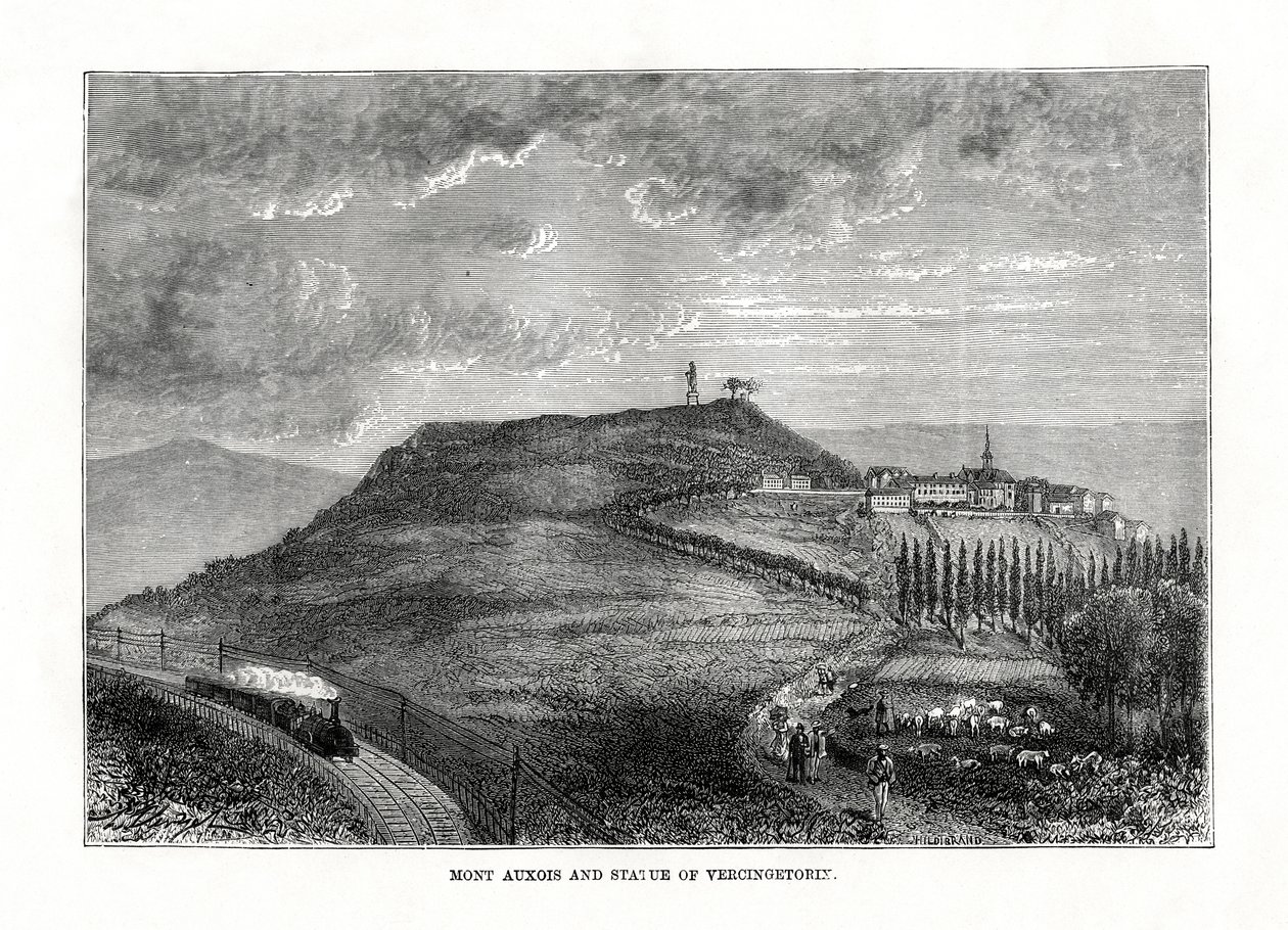 Mont Auxois en het standbeeld van Vercingetorix, Frankrijk, 1879 door Unbekannt