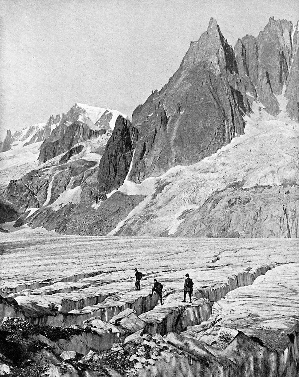 Mont Blanc du Tacul en de Dent du Requin, de Alpen door Unbekannt