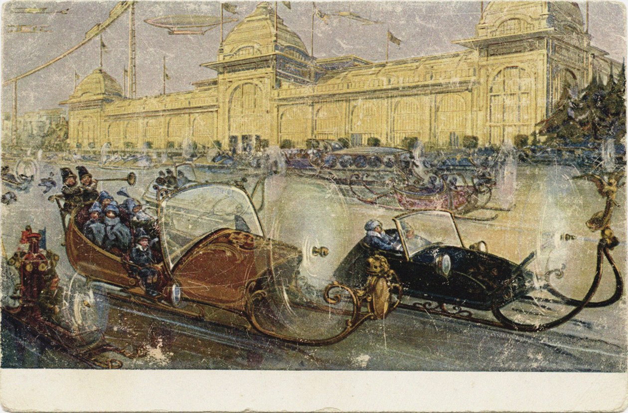 Moskou Winter 2259. Uit een serie ansichtkaarten Moskou van de toekomst van de Einem Chocoladefabriek door Unbekannt