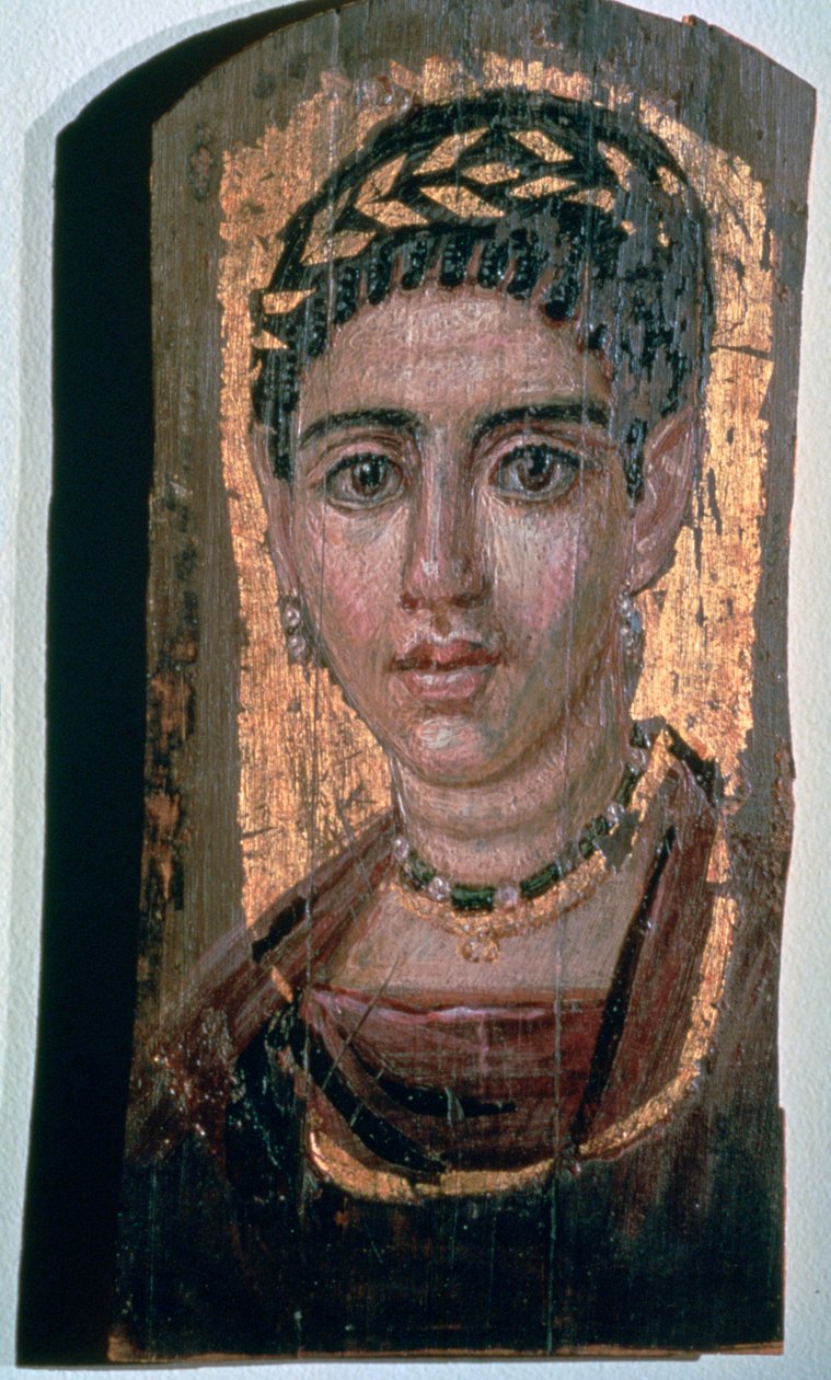 Mummieportret van een Egyptische vrouw door Unbekannt