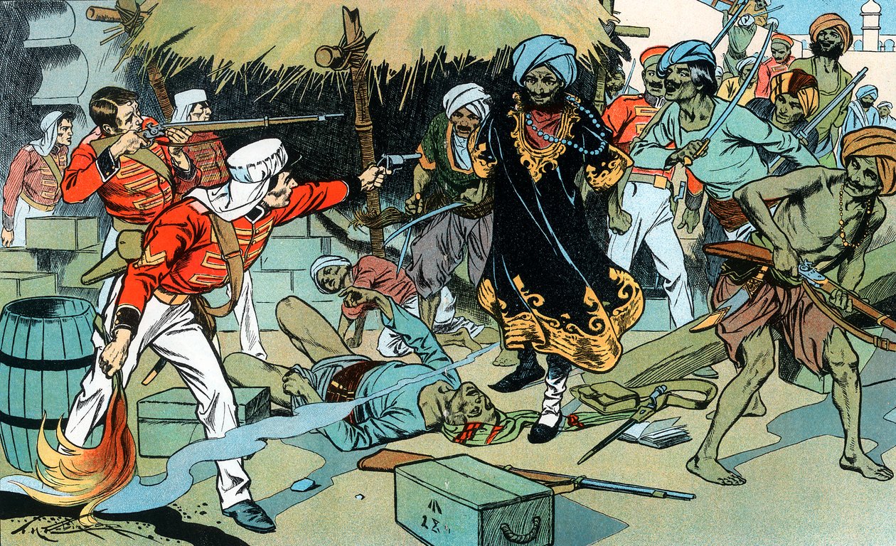 Muiters die het magazijn in Delhi aanvallen, Indiase Muiterij, 11 mei 1857 ca. 1900 door Unbekannt